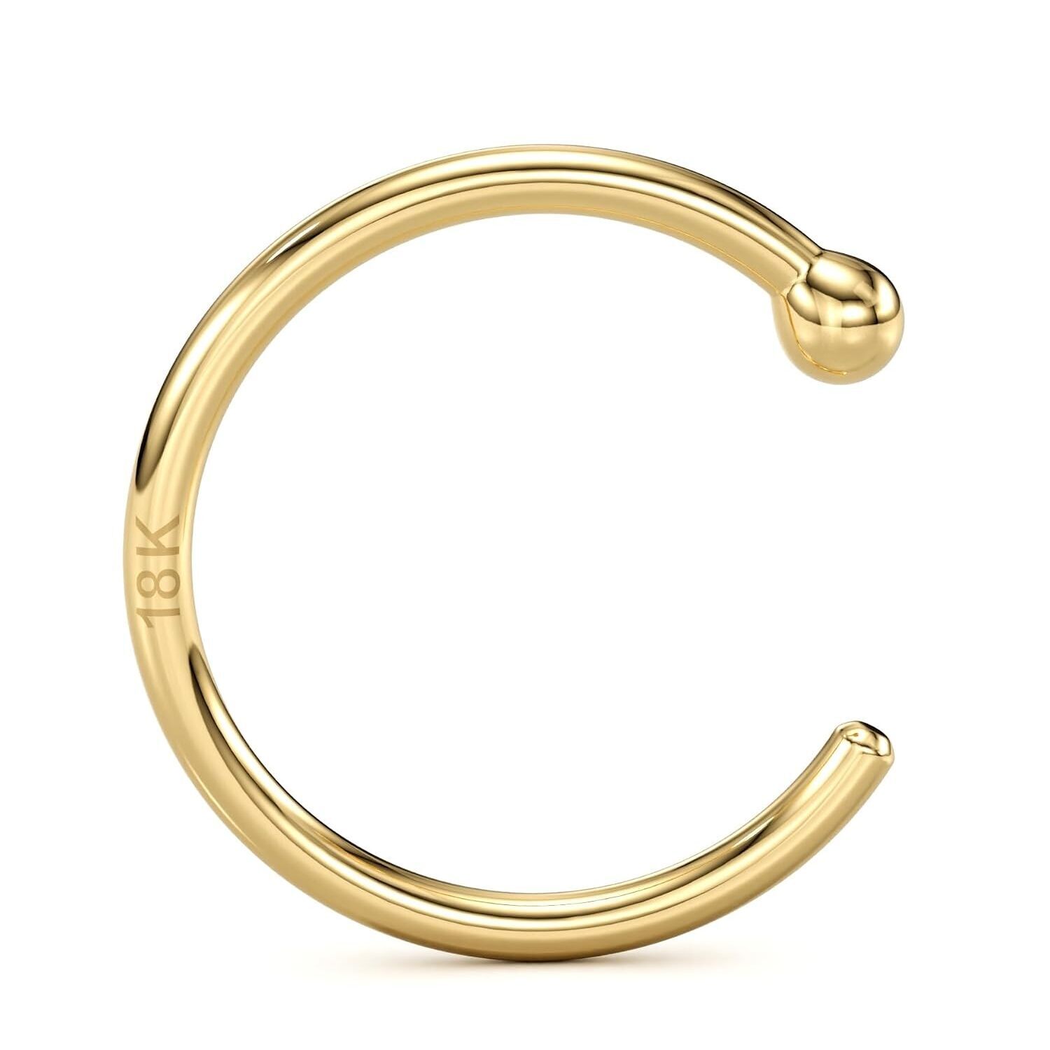 18k Gold Nose Hoop Ring - Handmade In Usa By Master Jeweler